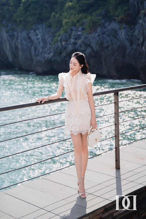 Crocus Set - Áo Organza Bèo Rũ & Chân Váy Mini Chữ A