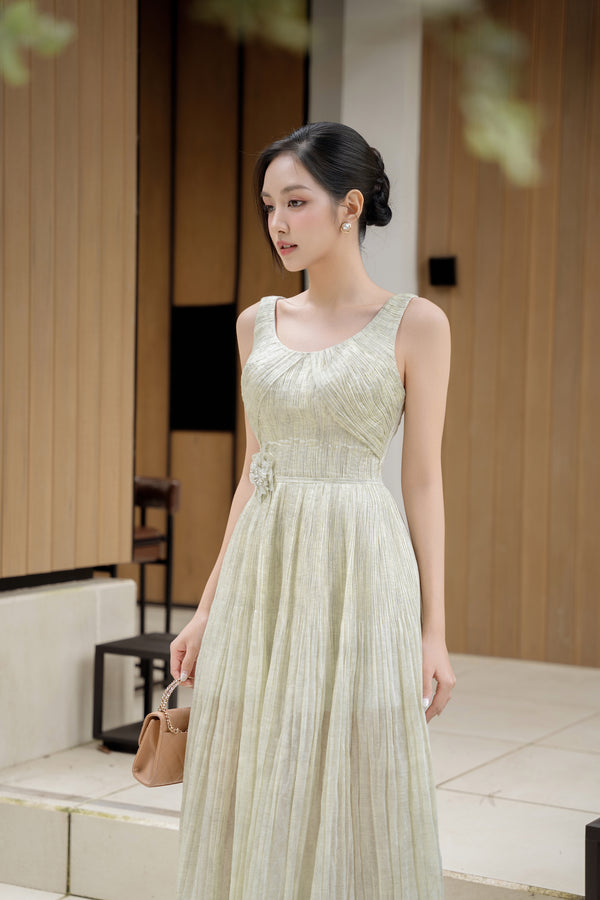 BONNIE DRESS - Đầm cổ vuông dáng dài họa tiết loang nữ tính