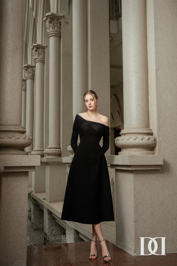 Vian Dress - Đầm Mini Lệch Vai Dáng Váy Chữ A