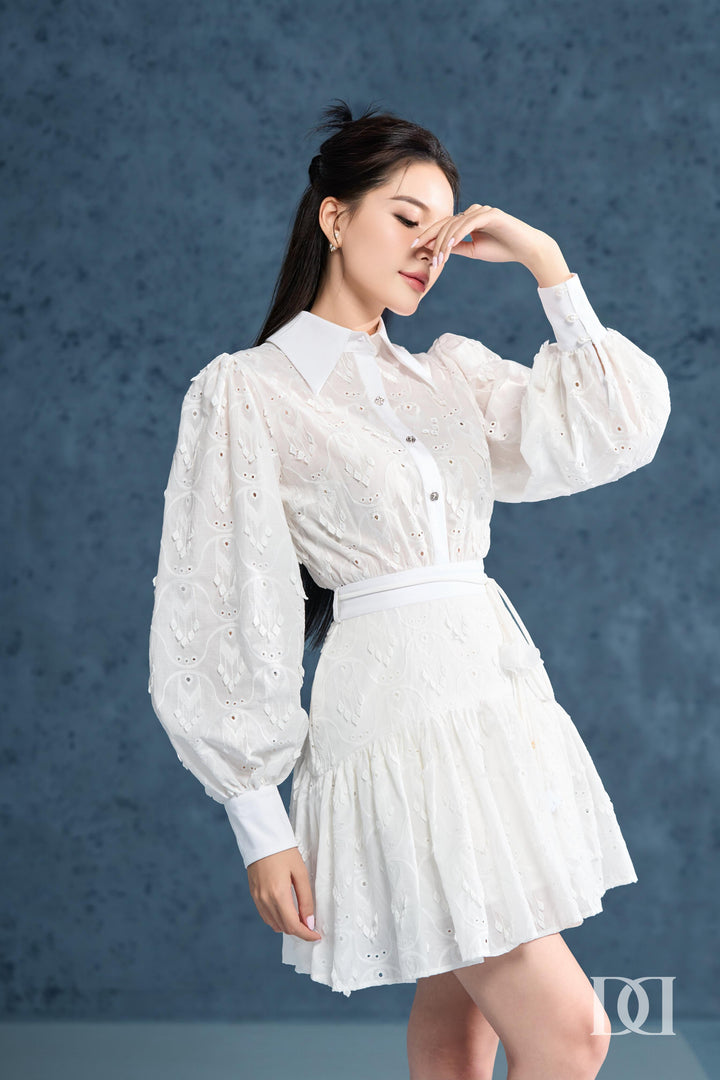 DARLING DIVA Đầm Tay Dài Phồng Dáng Xòe Ngắn Lanie Dress