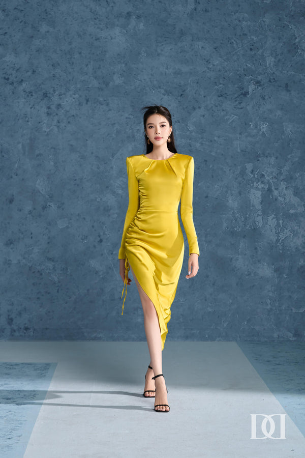 DARLING DIVA Đầm Ôm Đôn Vai Rút Dây Tôn Đường Nét Mảnh Mai Mathis Dress