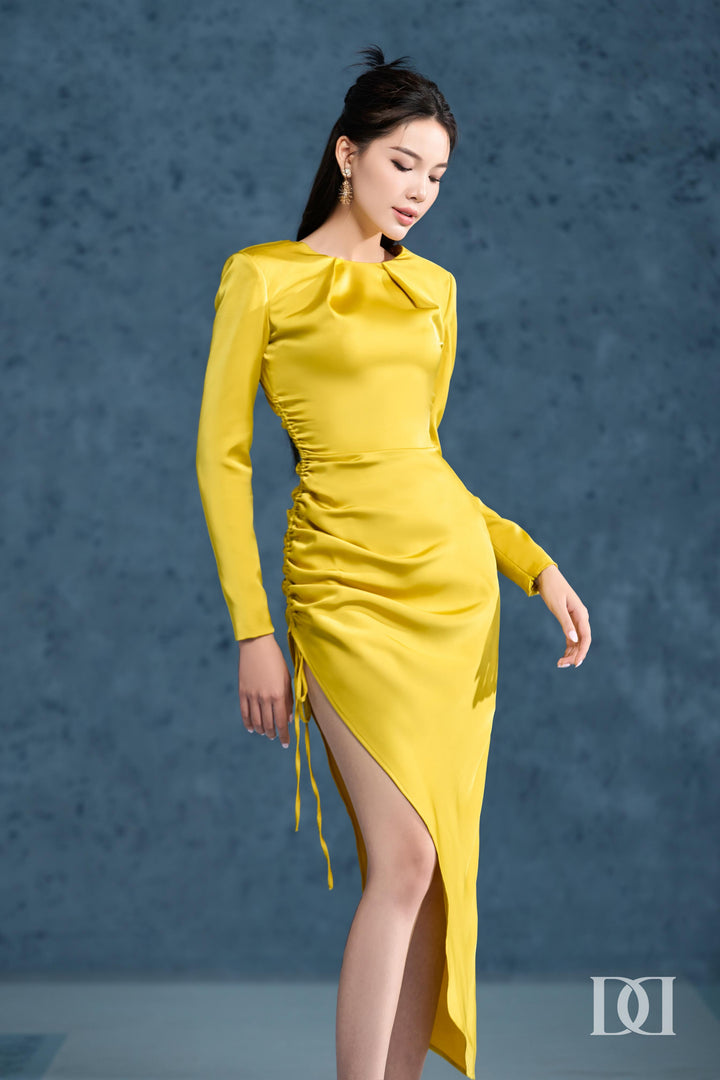 DARLING DIVA Đầm Ôm Đôn Vai Rút Dây Tôn Đường Nét Mảnh Mai Mathis Dress