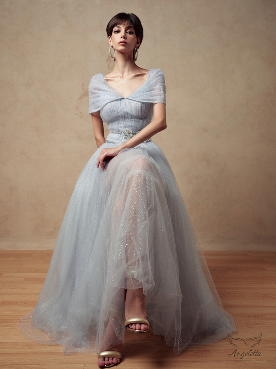 Angeletta Đầm Maxi đính đá eo tay choàng Merida Dress
