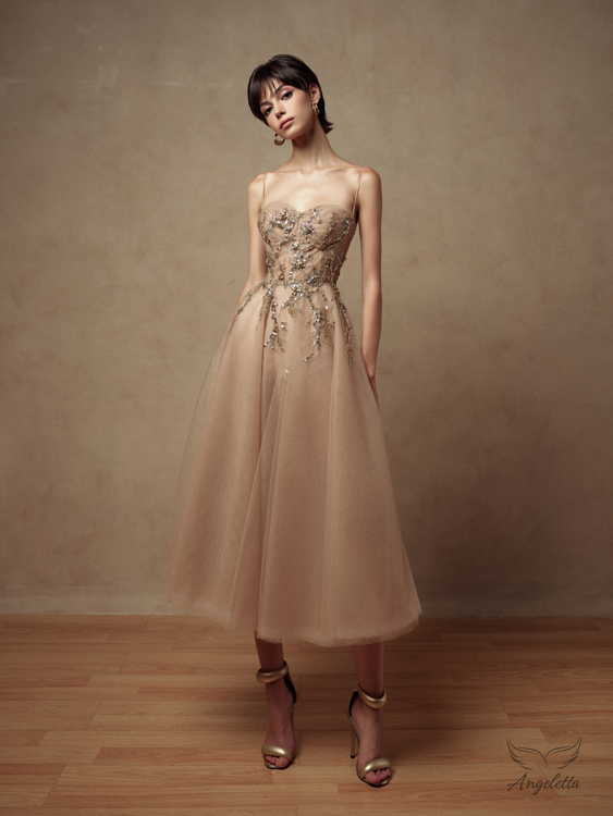 Angeletta Đầm cúp ngực dáng xòe đính kết Tiana Dress