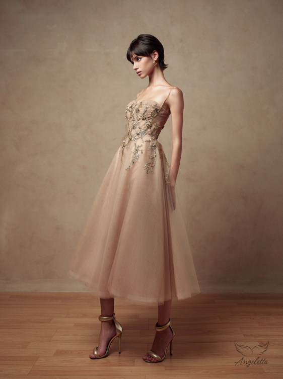 Angeletta Đầm cúp ngực dáng xòe đính kết Tiana Dress