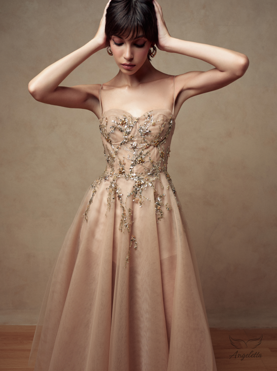 Angeletta Đầm cúp ngực dáng xòe đính kết Tiana Dress