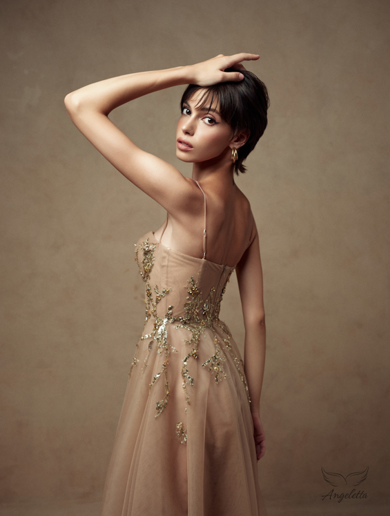 Angeletta Đầm cúp ngực dáng xòe đính kết Tiana Dress