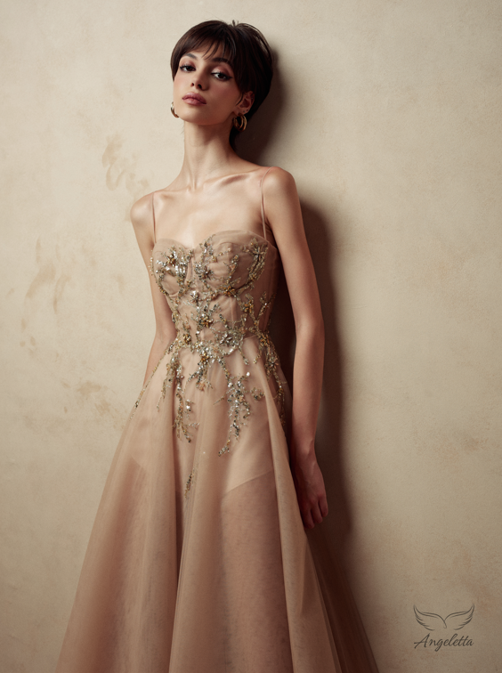 Angeletta Đầm cúp ngực dáng xòe đính kết Tiana Dress