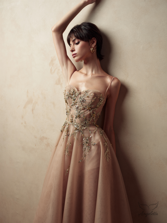 Angeletta Đầm cúp ngực dáng xòe đính kết Tiana Dress
