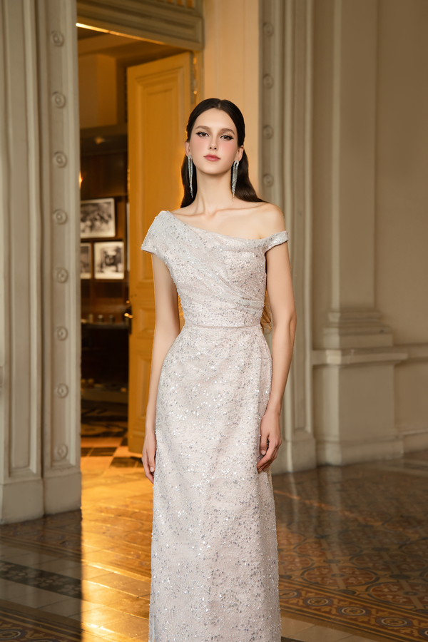 JONATHAN DRESS - Đầm Dạ Hội Ánh Kim Lệch Vai Sang Trọng