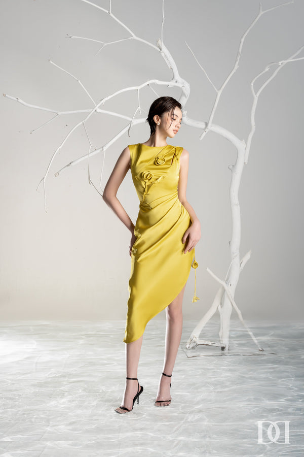 DARLING DIVA VN Đầm Ôm Vạt Xéo Đính Hoa Nổi Melia Dress