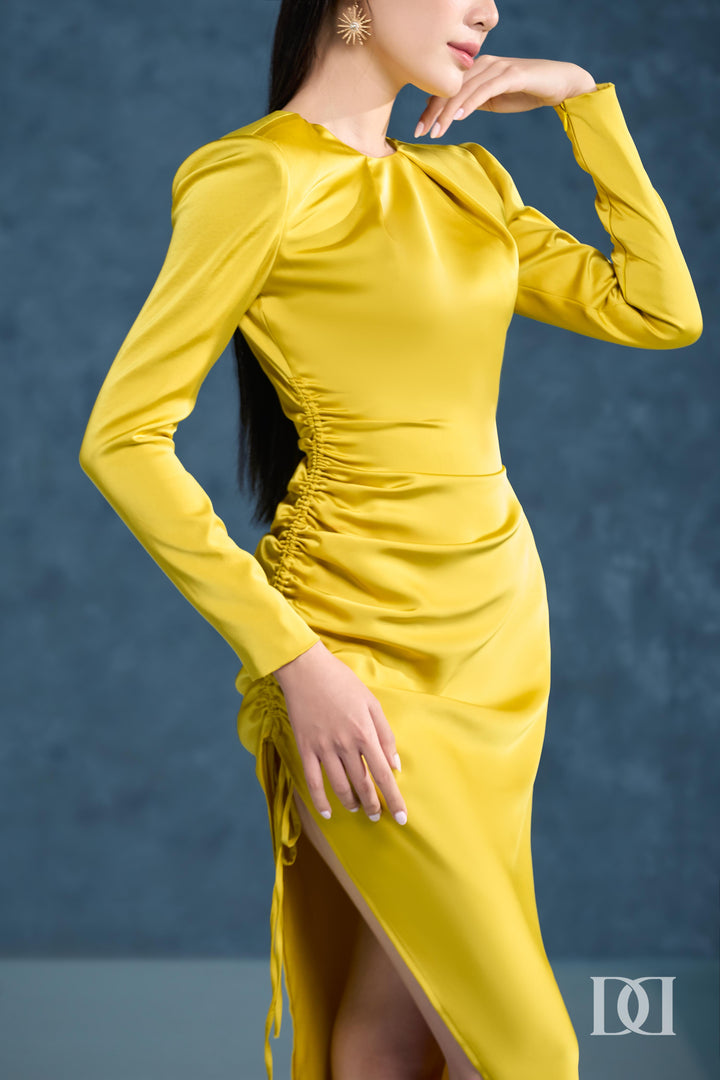 DARLING DIVA Đầm Ôm Đôn Vai Rút Dây Tôn Đường Nét Mảnh Mai Mathis Dress
