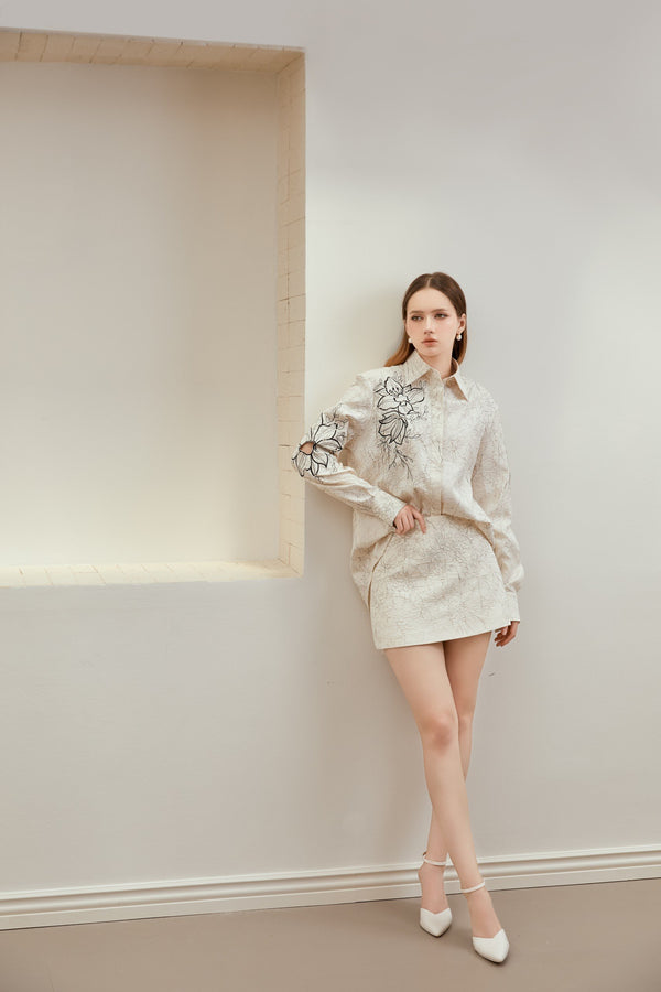 Bali Set - Áo sơ mi họa tiết cách điệu & váy mini chữ A họa tiết