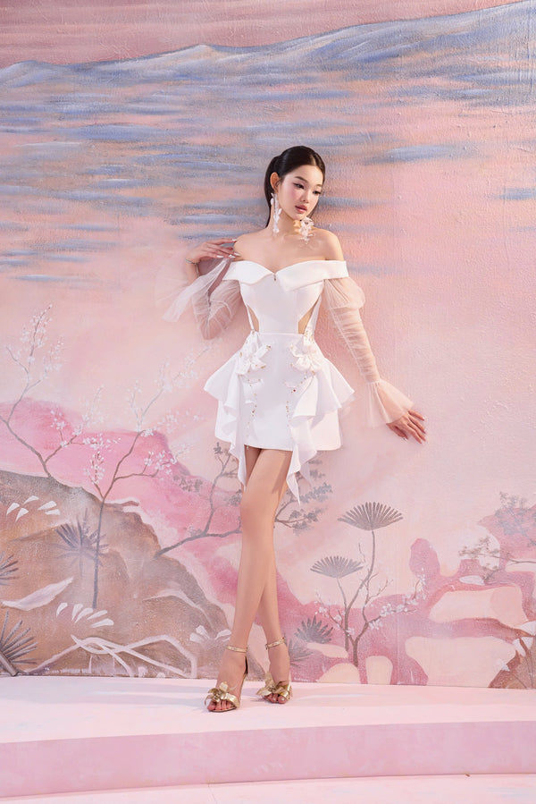 BLISS DRESS - ĐẦM TRỄ VAI CUT OUT ĐÍNH ĐÁ