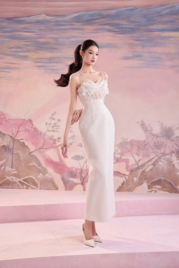 JANDI DRESS - ĐẦM 2 DÂY DÁNG DÀI ĐÍNH HOA NGỰC CAO CẤP