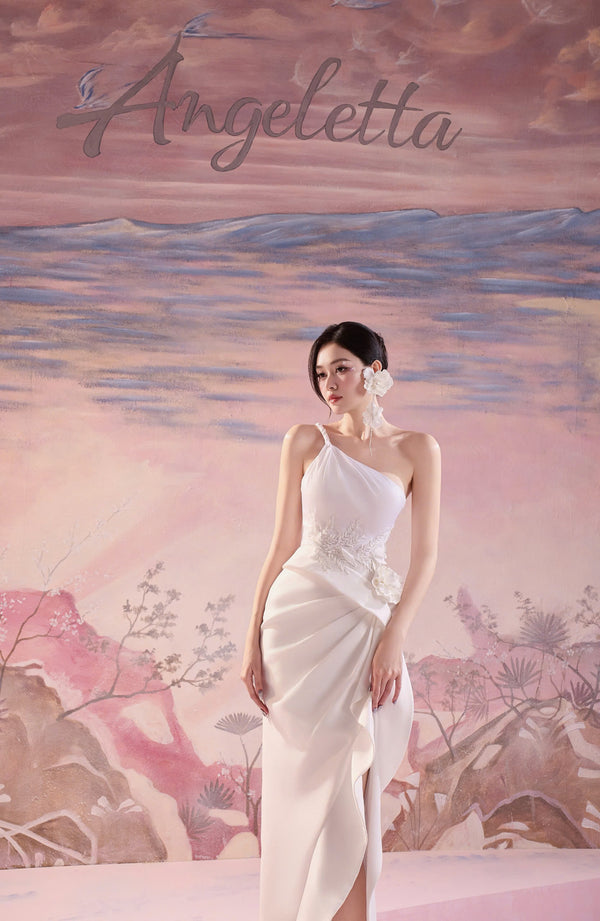 CALLIOPE DRESS - ĐẦM LỆCH VAI XẺ TÀ DÁNG DÀI