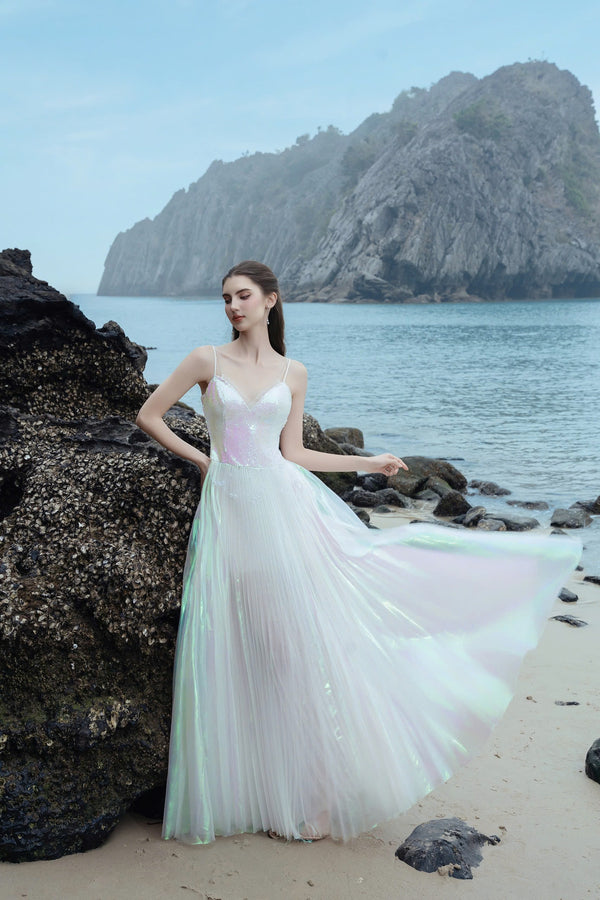 ALEXA DRESS – ĐẦM 2 DÂY DÁNG DÀI, PHỐI SEQUIN ÁNH XÀ CỪ BỒNG BỀNH