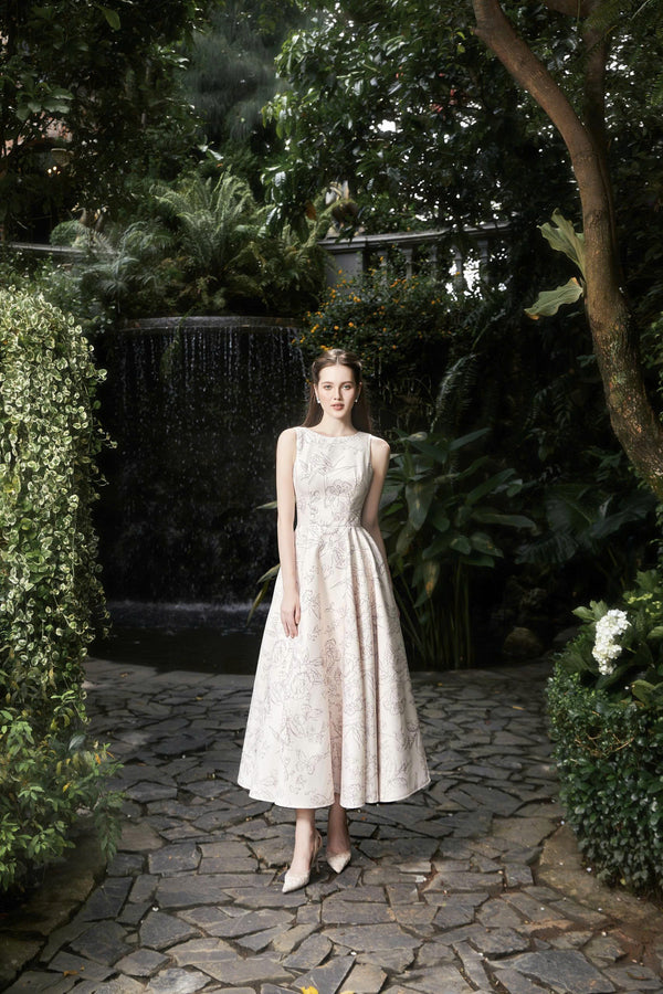 HESTIA DRESS - Đầm Midi Họa Tiết Hoa Cao Cấp