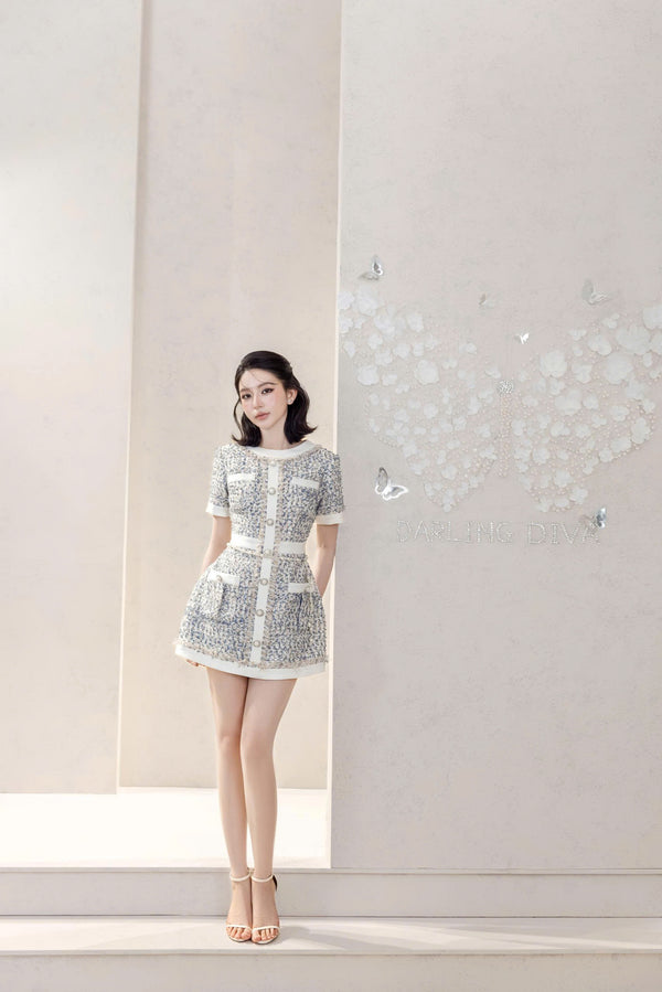 HAVEN DRESS - Váy Tweed Cổ Tròn Dáng Ngắn Sang Trọng & Hiện Đại