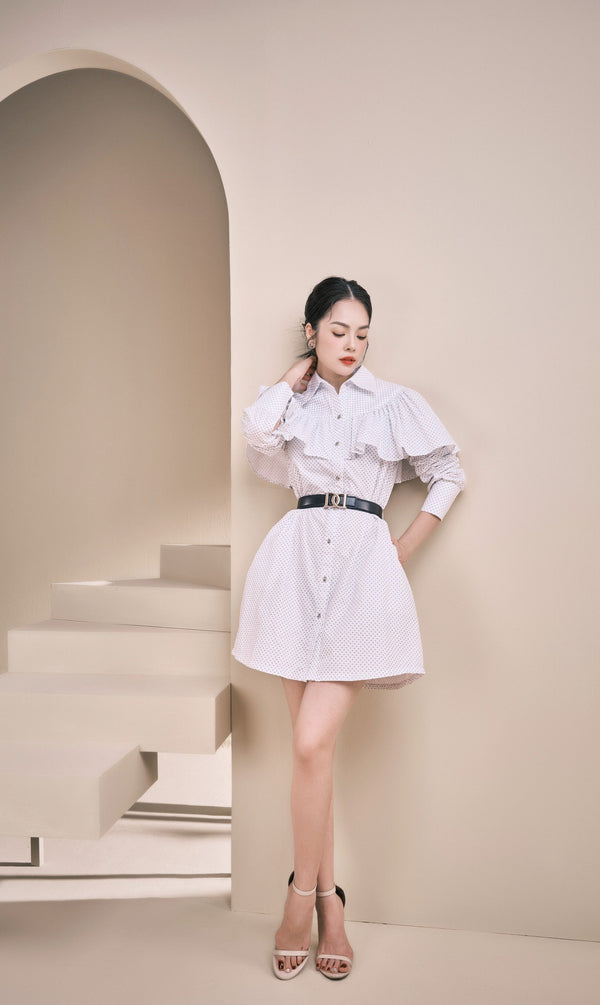 DARLING DIVA Đầm Tay Dài Mini Dáng Sơ Mi Rashima Dress