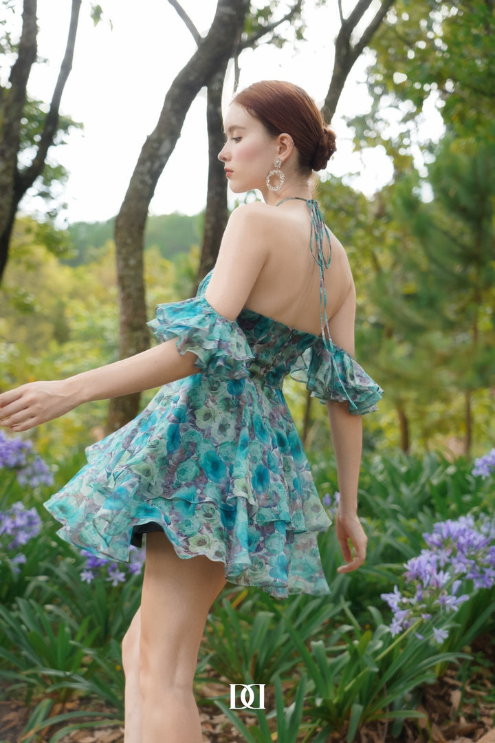 DARLING DIVA Allium A-line Heart Neck Chiffon Mini Dress