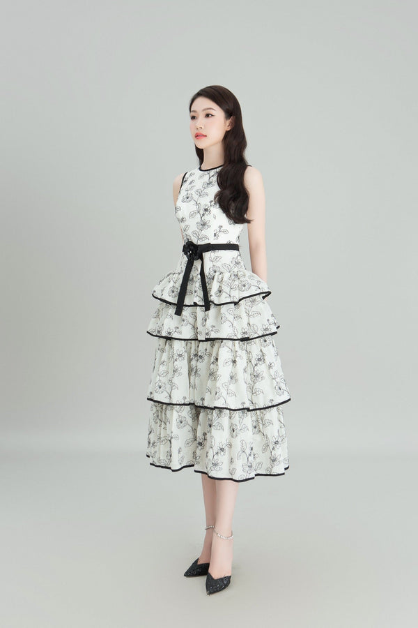 DARLING DIVA Đầm Bèo Nhún Xếp Tầng Nữ Tính Miler Dress