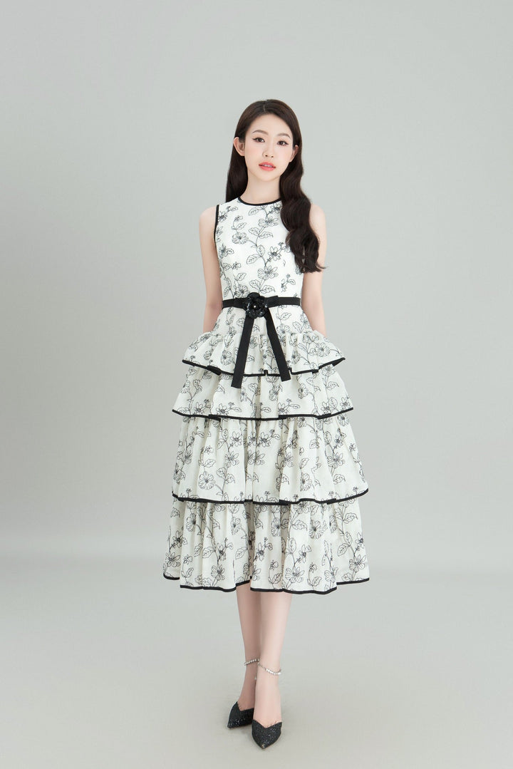 DARLING DIVA Đầm Bèo Nhún Xếp Tầng Nữ Tính Miler Dress