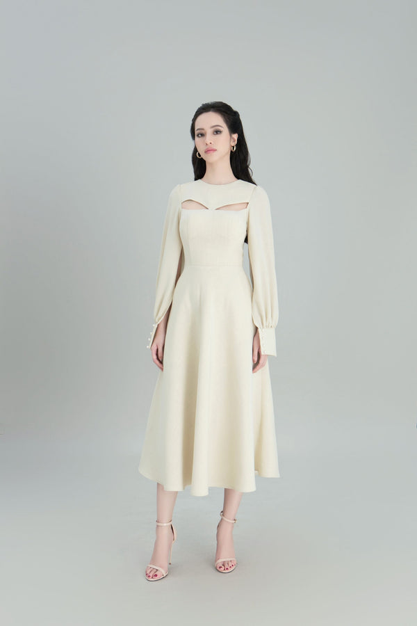 DARLING DIVA Đầm Dài Xòe Nhẹ Tay Áo Xẻ Sườn Amun Dress