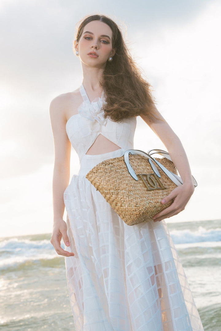 DARLING DIVA Đầm midi hoa nổi cột dây Louisa Dress