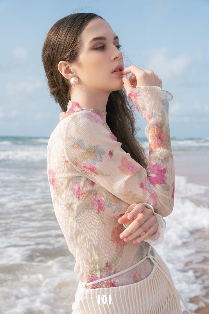 DARLING DIVA Áo voan hoa & Chân váy chữ A Winne Set