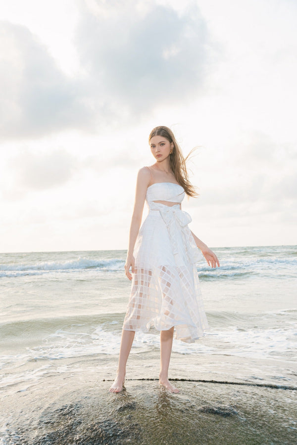 DARLING DIVA Đầm midi thắt nơ eo Nadia Dress