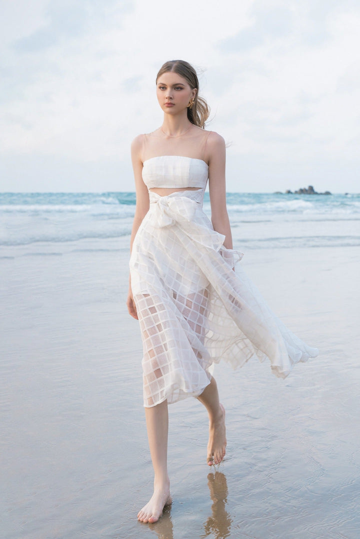 DARLING DIVA Đầm midi thắt nơ eo Nadia Dress