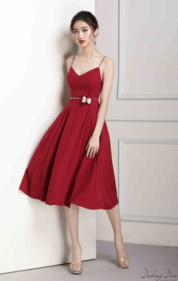 darlingdiva.vn Đầm Dây Ngọc Trai Đỏ
