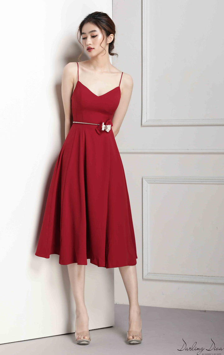 darlingdiva.vn Đầm Dây Ngọc Trai Đỏ